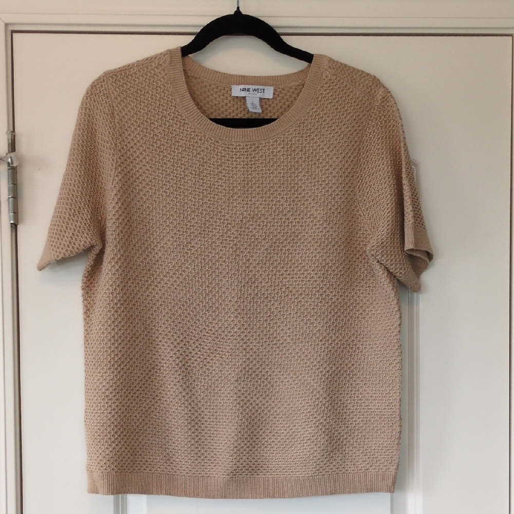 Nine West Tan Textured Knit Top